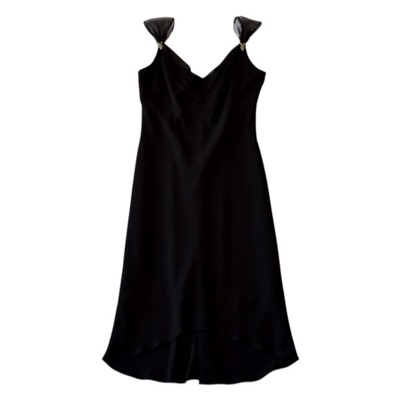 Elegant Vintage 90s Black Sheath Dress - Size 14 Evening Gown - Picture 1 of 6